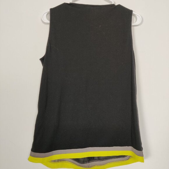 Coldwater Creek Women's Blouse Size M Black Yellow Embellished Sheer Front Goth - Picture 2 of 8